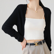 粉媚夢(mèng)輕薄針織衫衣服女裝外套女2025新款夏季上衣冰絲開(kāi)衫外穿純欲罩衫 冰絲薄款百搭開(kāi)衫黑色 均碼