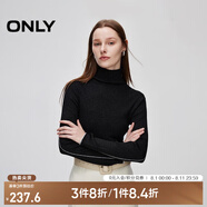 ONLY秋季舒適修身顯瘦螺紋高領毛衣針織衫女|124313004 H1Z 黑色 L (170) 88A
