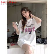 LOVER RUCCI高個子加長版歐貨大版下半身失蹤中長款t恤女遮屁股大碼胖mm200斤 H49-白色【100%棉】加長款 M 80-100斤