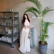 PMWRUN2025夏性感優(yōu)雅甜美睫毛蕾絲上衣+半身裙長(cháng)裙兩件套女 蕾絲上衣 L