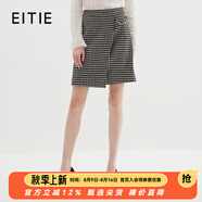 愛(ài)特愛(ài)（EITIE）冬季新款時(shí)尚高腰復古千鳥(niǎo)格通勤OL羊毛呢子半身裙7206905 極簡(jiǎn)黑20 2XL 175