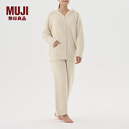無印良品（MUJI）女式 發(fā)熱毛毛紗家居連帽開衫 女士睡衣上衣單件家居服秋冬季保暖 米色 S-M (160/84A)
