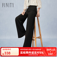 菲妮迪（FINITY）品牌休閑褲春季新款簡(jiǎn)約休閑風(fēng)高腰黑色直筒修身長(zhǎng)褲女 黑色 M