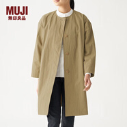 無印良品 MUJI 女式 不易沾水 無領(lǐng)大衣 BDE01A0S 米色 S