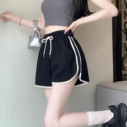 妙戀多美式短褲夏季女休閑運(yùn)動(dòng)短褲女ins簡(jiǎn)約風(fēng)女士短褲寬松三分超短褲 美式休閑運(yùn)動(dòng)短褲【黑色】 2XL 建議【125-140斤】