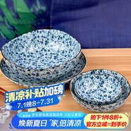 美濃燒（Mino Yaki） 日本進(jìn)口陶瓷碗和風(fēng)家用餐具碗碟盤釉下彩不規(guī)則湯面大碗 大盤20.8CM*5CM