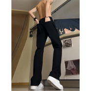 至濤純黑色柳葉微喇彎刀牛仔褲男春夏季美式vibe褲子cleanfit直筒長(cháng)褲 純黑色 XL