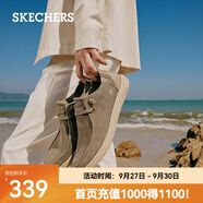 斯凱奇（Skechers）男鞋夏季商務(wù)休閑鞋季百搭時尚帆布鞋舒適復(fù)古一腳蹬66387 卡其色/KHK 41