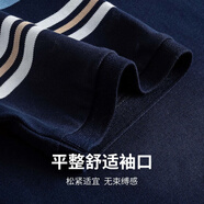 與狼共舞（DANCING WOLVES）polo衫男2025夏季款條紋休閑男士短袖t恤 深藍(lán) M