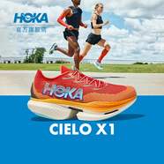 HOKA ONE ONE 男女款夏季專業(yè)競(jìng)速跑鞋CIELO X1耐磨穩(wěn)定透氣回彈 鮮紅色/日焰色 38.5