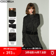 COCOBELLA[璀璨星河]黑金亮片針織連衣裙女高領毛衣裙FR3066-2 黑金色 L