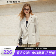 S.DEER【新】圣迪奧女裝OL風單排扣寬松西裝外套S232Z2204 淡土紅/41 M 165