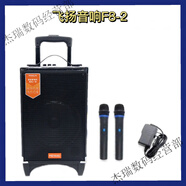 飛揚音響8寸f8-2戶外室內廣場舞K歌重低音藍牙拉桿可移動音箱話筒 黑豪華版(2支無線話筒)