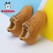 巴布豆（BOBDOG）男童鞋軟底透氣兒童運(yùn)動(dòng)鞋氣孔低幫板鞋 101531030 土黃色37