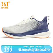 361度男鞋運動鞋秋季新款361度男緩震跑鞋 羽毛白/夜幕藍 44