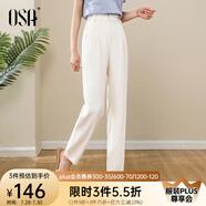 歐莎（OSA）高腰窄版OL職業(yè)垂感煙管西裝褲女通勤顯瘦直筒休閑褲子2025秋新款 米白色 S