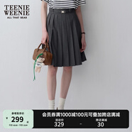 Teenie Weenie小熊女裝春夏休閑時(shí)尚高腰百褶半身裙可拆卸腰帶短裙 深灰色 L (170)