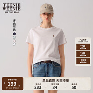Teenie Weenie小熊短袖T恤女2025年春夏新款基礎(chǔ)時尚易搭刺繡圓領(lǐng)T恤上衣女 象牙白 M 165