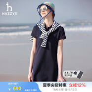 哈吉斯（HAZZYS）女裝 夏季女士【PHIZ系列】素色通勤簡約POLO裙女 藏青色NV M (160/84A 38)