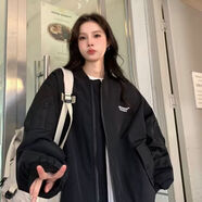 NYIG新款飛行服夾克外套女2023春季新款學(xué)生寬松復(fù)古美式情侶棒球服潮 WW104黑色-高品質(zhì)-遠(yuǎn)高于同行 S 70-90斤收藏優(yōu)先發(fā)貨