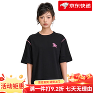 完型（WEAR X）【恩佳專享】西柚印花T親子含棉短袖夏季體恤撞色減齡上衣 黑色-男女款 S