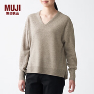 無印良品 MUJI 女式 牦牛絨混羊毛 V領(lǐng)寬版毛衣 BAC21A0A 秋冬長(zhǎng)袖針織衫 深咖啡色 S