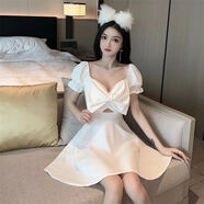 冉藝嵐同款夜店性感V領(lǐng)連衣裙潮2025新款時(shí)尚氣質(zhì)顯瘦夜場按摩技師工作 白色 5169 S