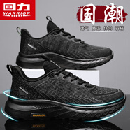 回力（Warrior）運(yùn)動(dòng)鞋男鞋春夏網(wǎng)面透氣休閑鞋子男士舒適飛織跑步鞋 4328 黑色41