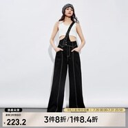 ONLY夏季時(shí)尚高腰闊腿顯瘦背帶長(zhǎng)褲牛仔褲女|12427M002 J19 黑牛仔 S (160) 64A