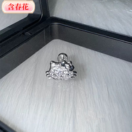 含春花百搭Kitty貓耳釘小巧精致耳骨釘鈦鋼少女氣質(zhì)耳飾品 滿(mǎn)鉆Kitty貓 單只
