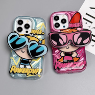 阿凡尼（AFFANNI）墨鏡飛天小女警適用華為榮耀80GT手機殼70pro帶支架x50i新款Honor 粉色鐳射飛天小女警墨鏡支架手鏈透明 華為其他型