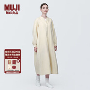 無印良品（MUJI）女式 木棉混雙層紗織長(zhǎng)袖連衣裙長(zhǎng)裙裙子襯衫裙 BC2IOC4S 原色 M 160/84A