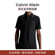 Calvin Klein CK七夕情人節(jié)禮物潮流輕奢休閑男短袖t恤polo衫 黑色S