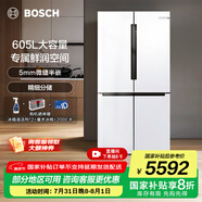 博世（BOSCH）冰箱605L大容量十字對開(kāi)門(mén) 四開(kāi)門(mén)變頻家用電冰箱 一級能效 風(fēng)冷無(wú)霜 5mm微縫半嵌 支持國家補貼 大白鯨KMF61A20TI 精細分儲