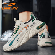 德爾惠（DEERWAY）男鞋子男2025夏季老爹鞋男士百搭透氣休閑鞋厚底運動鞋 米綠桔 40