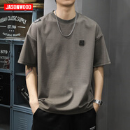 JASONWOOD男士短袖T恤夏季薄款寬松復(fù)古休閑上衣新款百搭重磅簡(jiǎn)約圓領(lǐng)衣服 9989灰色 XL
