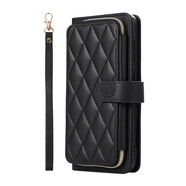 康匠適用三星A16 5G手機殼插卡斜背samsung a06 4G wallet case全包拉鏈卡錢包A24 4G翻蓋皮套斜挎掛繩 三星Galaxy A16 5G【黑色】+短手繩 三星其他型號