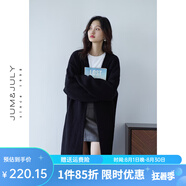 嘉茱莉新款長(zhǎng)款針織開(kāi)衫外套女寬松針織上衣V領(lǐng)中長(zhǎng)款毛衣毛衫 雅黑 均碼