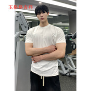 玉格格吉祥（YGGJX）2025夏季新款硬漢風(fēng)大碼速干短袖T恤男士學(xué)生純色百搭體恤衫男 白色 M