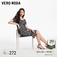 VEROMODA連衣裙2024早春新款雪紡玫瑰印花直筒泡泡短袖方領(lǐng)優(yōu)雅氣質(zhì)通勤 E39森林灰色 165/84A/M