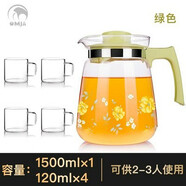 金熊（JINXIONG）冷水壺大容量耐高溫泡壺簡(jiǎn)約涼水壺果汁飲料壺 金熊jt521-1綠色+4個(gè)透明把 0ml 1L以上