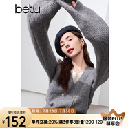 百圖betu女裝冬季新款毛衣假兩件撞色領(lǐng)下擺開叉設(shè)計(jì)毛衣2410T34 灰色 XS