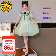 G.DUCKKIDS童裝女童連衣裙夏季公主裙兒童裙子夏天透氣雪紡A字裙女大童長裙 雙層娃娃領(lǐng)綠色gekoook 160 尺碼13~14歲【150-160cm】cm