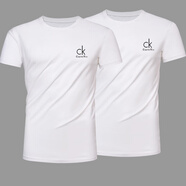 CK官網(wǎng)男士短袖潮流短袖休閑夏季冰絲薄款純色半袖青年圓領男裝 818白色+818白色 S 80-100斤