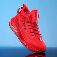 古卡頓（GUKADUN）男鞋網(wǎng)面休閑運動(dòng)鞋子男秋冬季莆田男生跑步網(wǎng)鞋飛馬學(xué)生跑鞋透氣 紅色-大紅鞋 LA90氣墊款 44