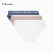 Calvin Klein內(nèi)衣女士三條裝醒目條紋LOGO腰邊透氣貼身比基尼內(nèi)褲QP2748O Z7R-蝶翅藍(lán)/肉桂棕/月光白 3條 XS