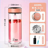 希諾（HEENOOR）希諾玻璃杯女高顏值單層水杯女生茶杯辦公仙女杯便攜家用喝水杯子 400ML瓜橙帶濾網(wǎng)送杯套杯刷