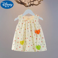 迪士尼（Disney）女寶寶連衣裙夏季新款洋氣碎花嬰兒潮蕾絲女童公主裙薄款夏裝 三彩 愛(ài)心 73 cm
