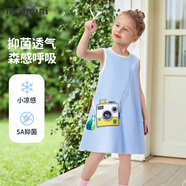 MQDMINI童裝女童無袖背心裙兒童連衣裙涼感舒適女孩時尚甜美裙子小熊相機
