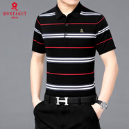 夢(mèng)特嬌法國進(jìn)口男士高端100%桑蠶絲短袖t恤夏季抗菌涼感中年爸爸polo衫 官方旗艦 黑色3117 專(zhuān)柜正品 L 170 專(zhuān)柜正品